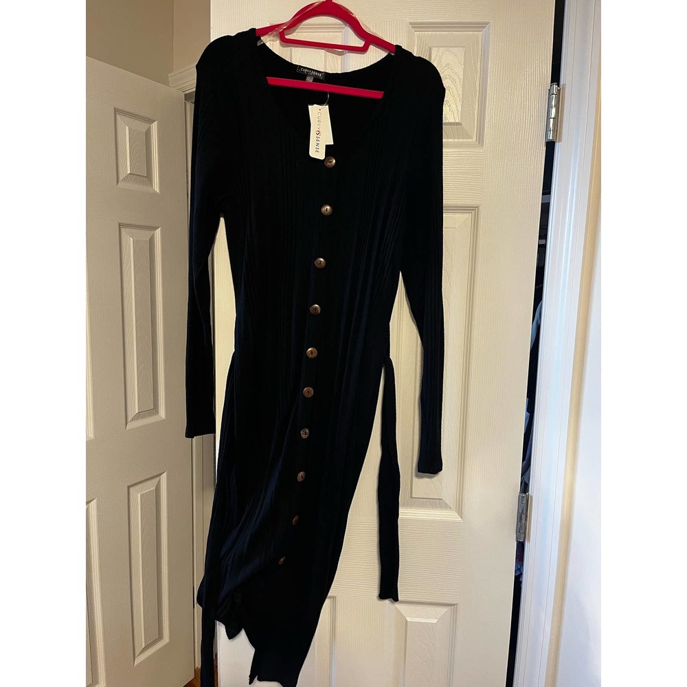 CurvySense black buttondown dress size 1x - NWT